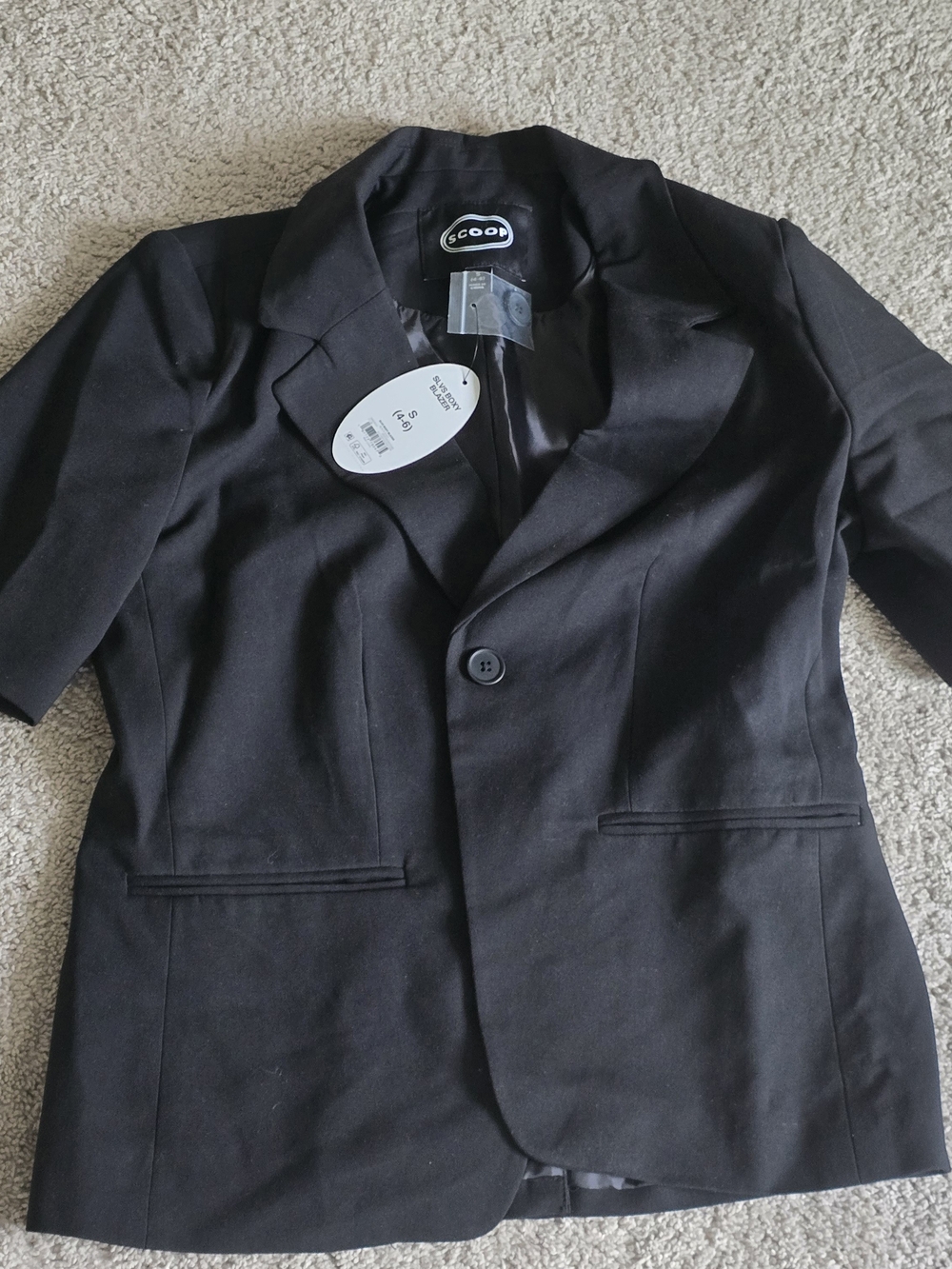 Scoop NWT Black Short Sleeve Boxy Blazer Small